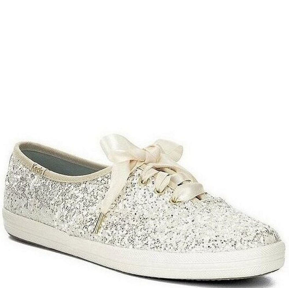 Kate Spade Keds Glitter Satin Lace-Up Sneakers 7